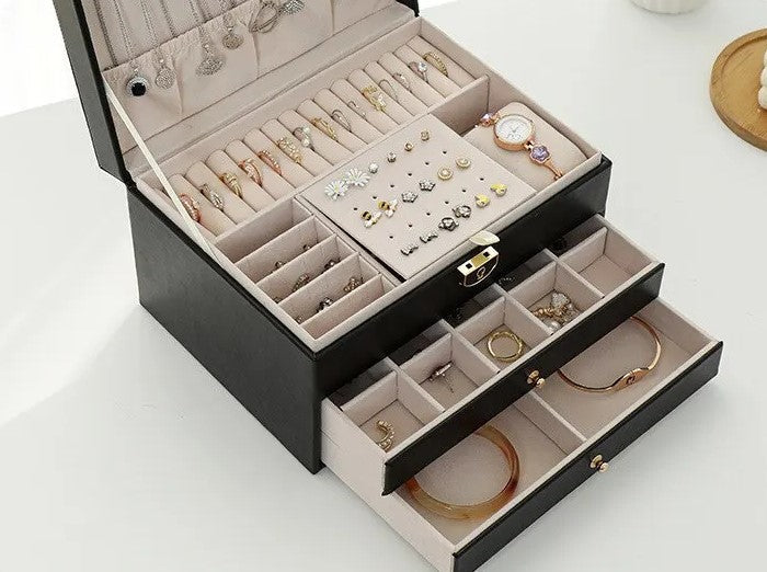 Luxe Sieradendoos met Meerdere Lagen - Elegante Opbergbox voor Sieraden