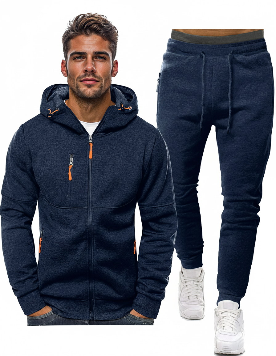 Heren Trainingspak Set met Pullover en Broek Elastisch Ademend Sportkleding Loungewear Zwart Grijs Comfort