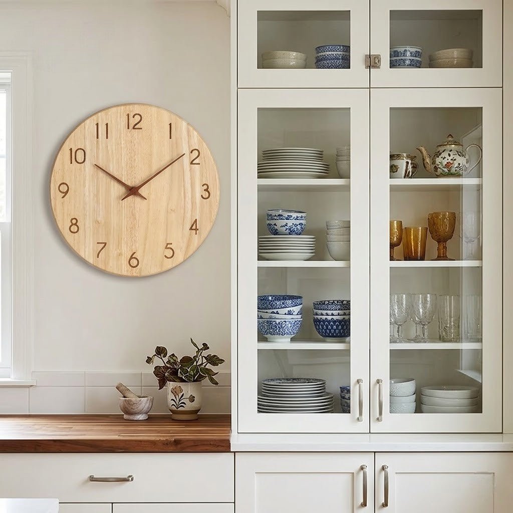 Stille Houten Wandklok Scandinavische Stijl Woonkamer Slaapkamer Decoratie Natuurlijk Hout Interieur