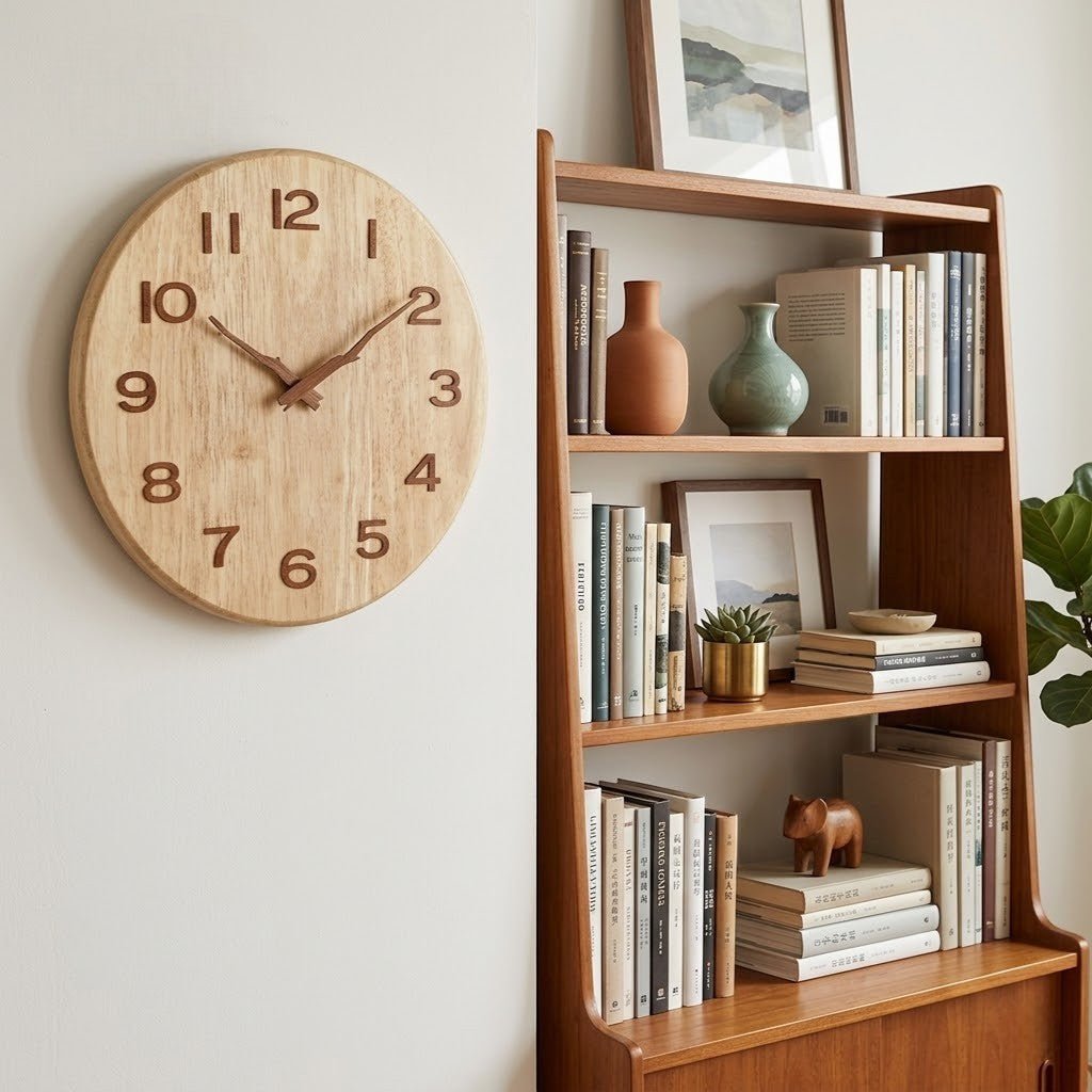 Stille Houten Wandklok Scandinavische Stijl Woonkamer Slaapkamer Decoratie Natuurlijk Hout Interieur