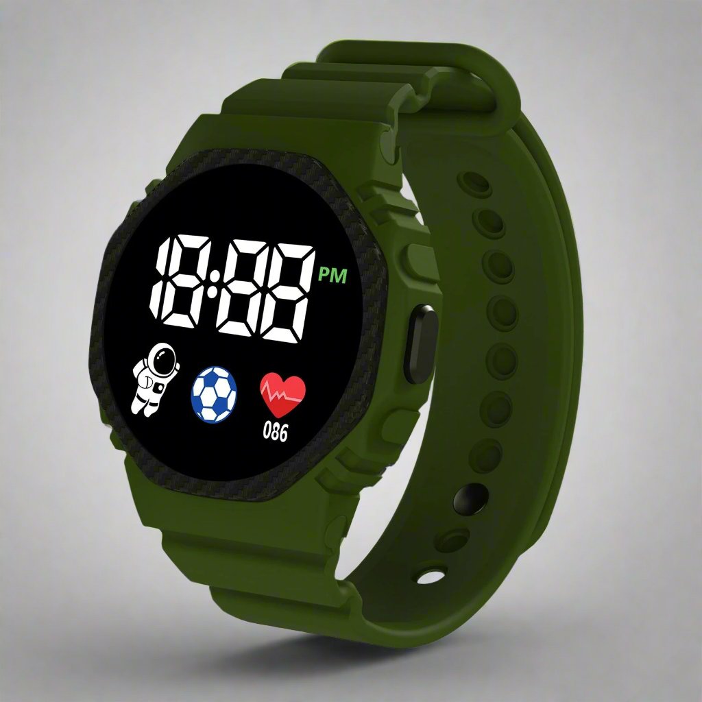 Digitaal Kinderhorloge LED Waterdicht met Kalender Alarm Stopwatch Leerzaam Avontuur voor Jongens Meisjes 4+ Jaar