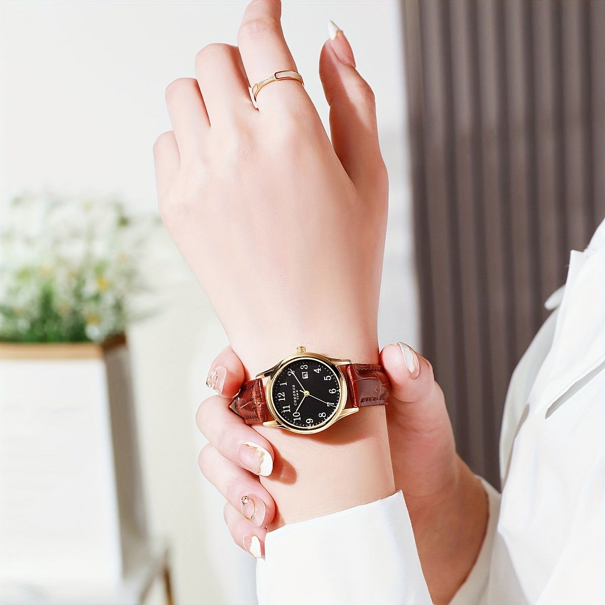 Vierkant Dameshorloge met Kunstleren Band Kwarts Uurwerk Waterbestendig Krasvrij Elegant Stijlvol Polshorloge