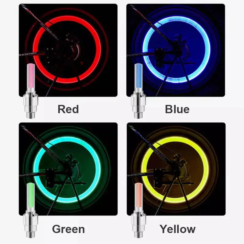 LED Ventieldopjes Fiets Bewegingssensor Blauw Rood Groen Geel Veiligheid Verlichting Nacht Fietsen Wielverlichting