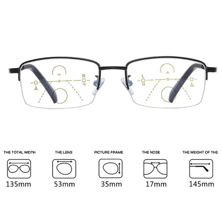 Progressieve Titanium Leesbril Multifocaal Dichtbij Veraf Blauwlichtfilter Ultralicht 17g Unisex Brillen