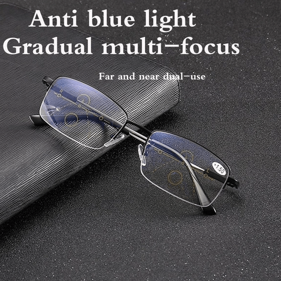 Progressieve Titanium Leesbril Multifocaal Dichtbij Veraf Blauwlichtfilter Ultralicht 17g Unisex Brillen