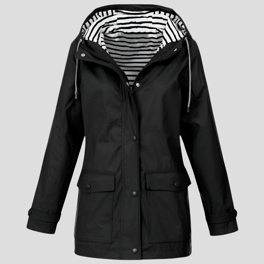 Dames Regenjas met Capuchon Waterafstotend Windbestendig Outdoor Jas Lange Mouwen Seizoensbestendig Wandelen