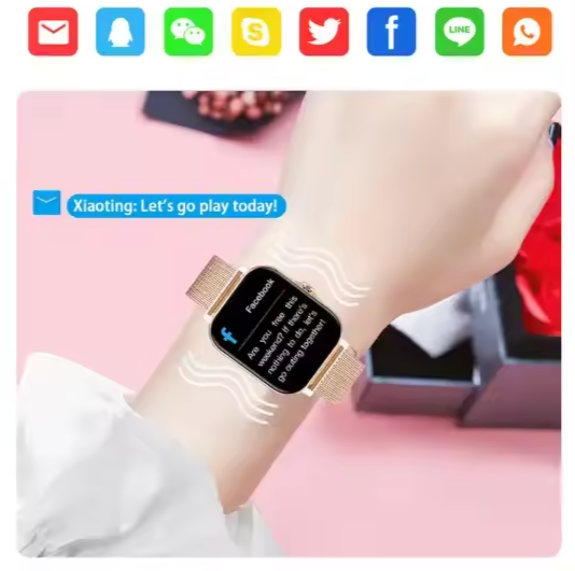 Dames Smartwatch Metalen Band Hartslagmeter Stappenteller Slaapanalyse Bloeddrukmeting Fitness Tracker