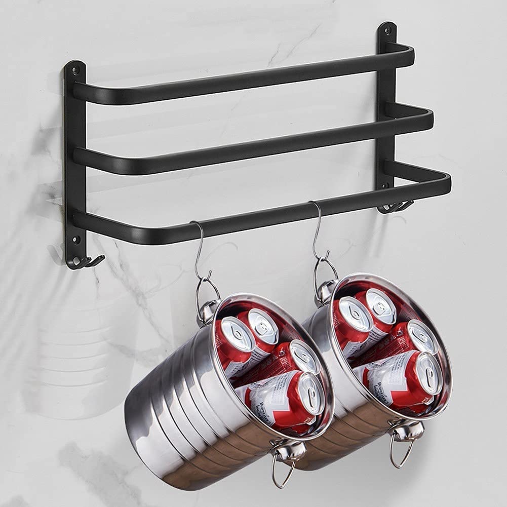 Wandrek Badkamer Aluminium 40cm/60cm met Handdoekstang Zwart Wit