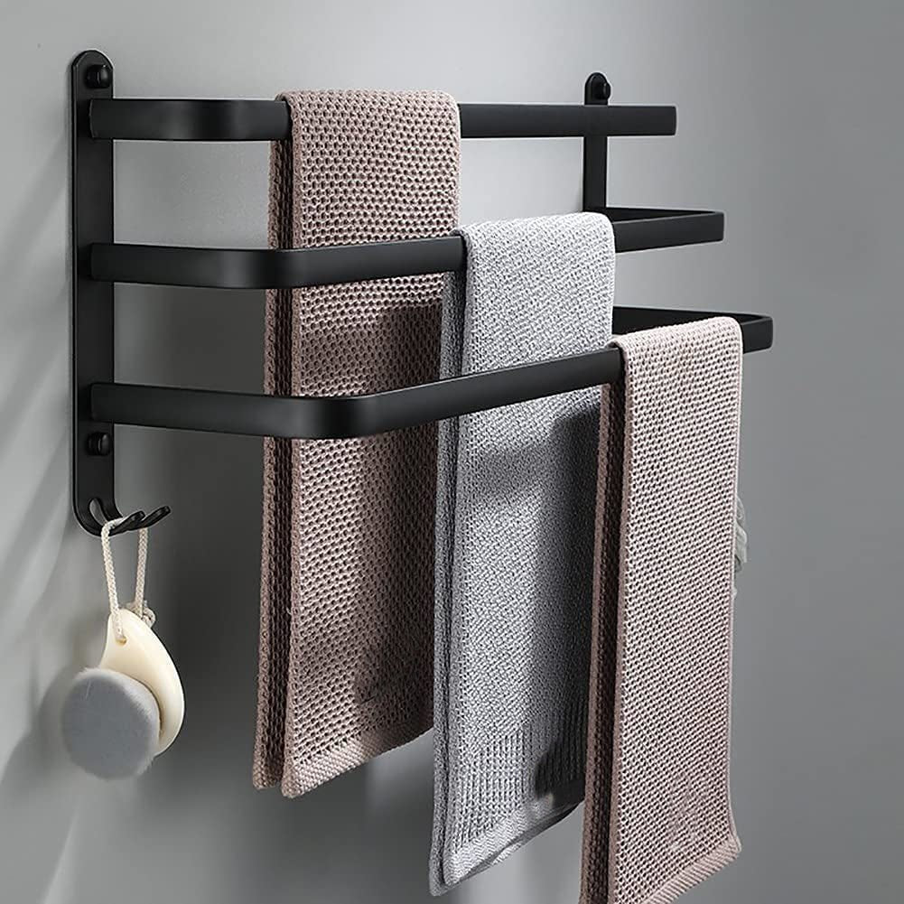 Wandrek Badkamer Aluminium 40cm/60cm met Handdoekstang Zwart Wit