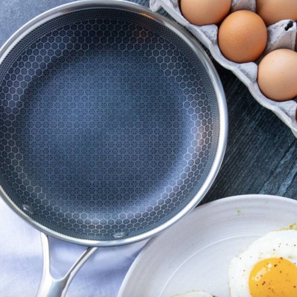 Antiaanbak Koekenpan RVS 30cm Honingraatpatroon Inductie Vaatwasserbestendig Ergonomische Greep Keuken
