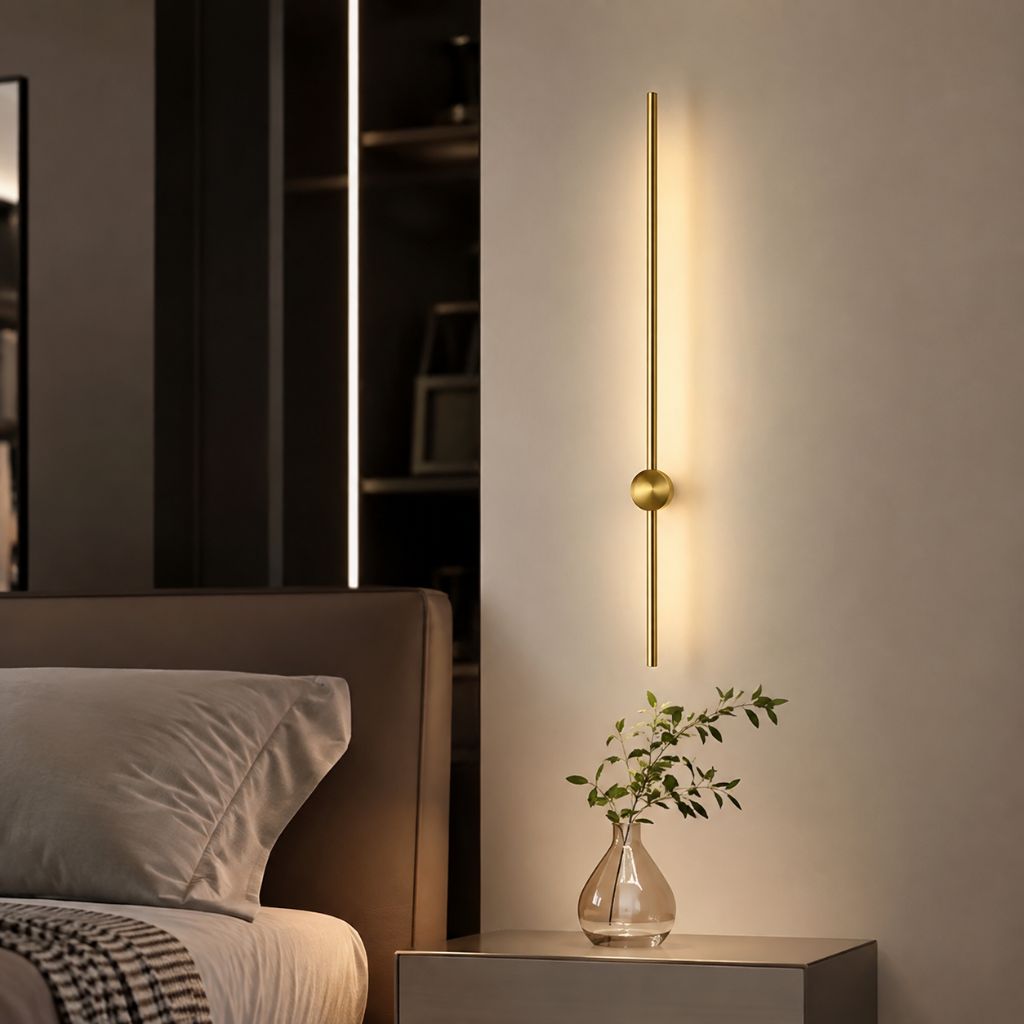 Minimalistische LED Wandlamp Aluminium 60-80cm Zwart Goud Woonkamer Slaapkamer Hal Modern Strak Design