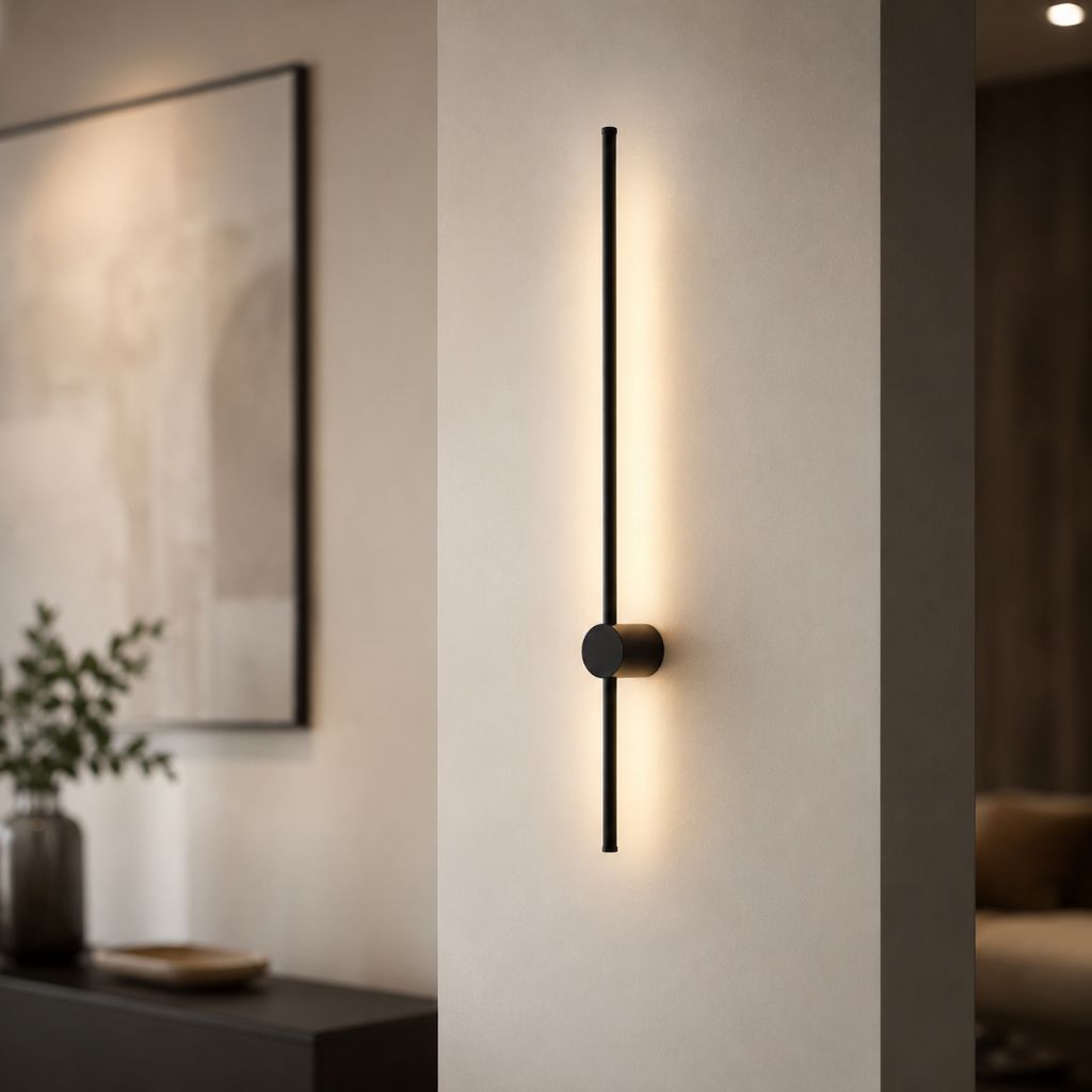 Minimalistische LED Wandlamp Aluminium 60-80cm Zwart Goud Woonkamer Slaapkamer Hal Modern Strak Design