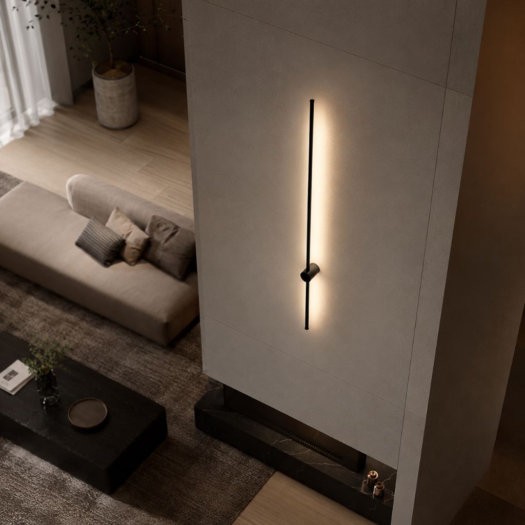 Minimalistische LED Wandlamp Aluminium 60-80cm Zwart Goud Woonkamer Slaapkamer Hal Modern Strak Design