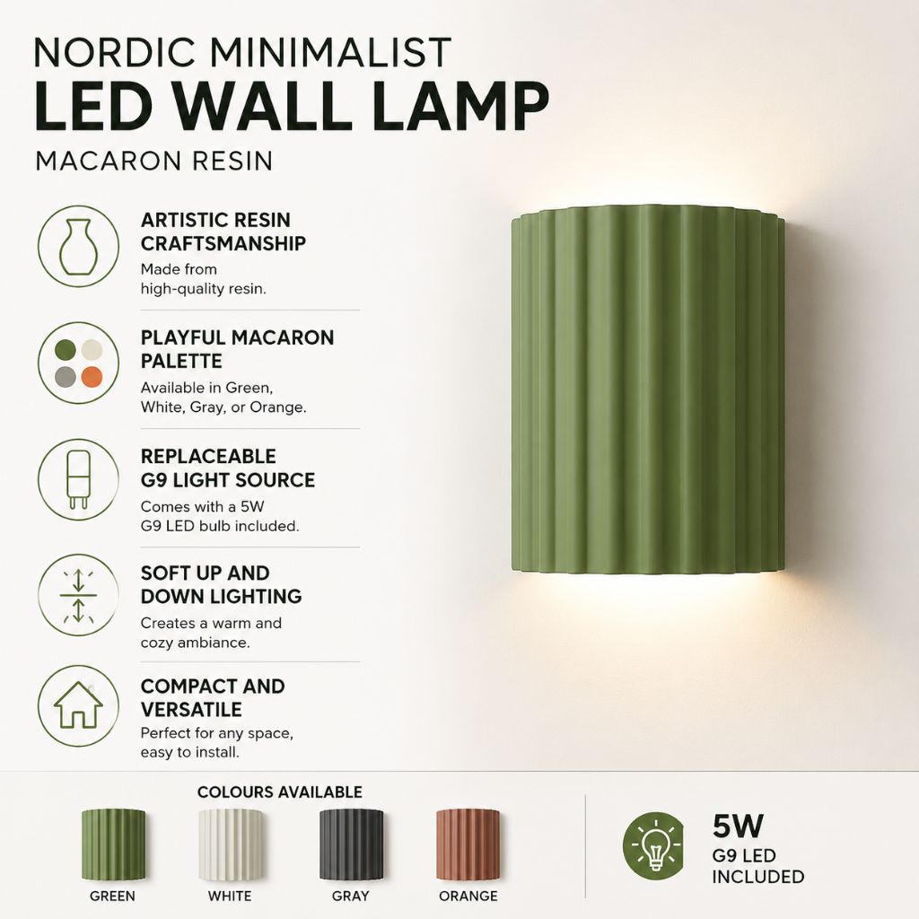 Wandlamp Geribbeld Hars G9 Pastellicht Omhoog Omlaag Verlichting Gangen Slaapkamer Trappenhuis Kinderkamer