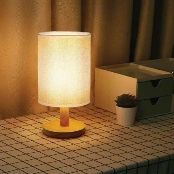 Organische Tafellamp Hout & Linnen - Dimbaar met Afstandsbediening & Touch | 3 Lichtkleuren