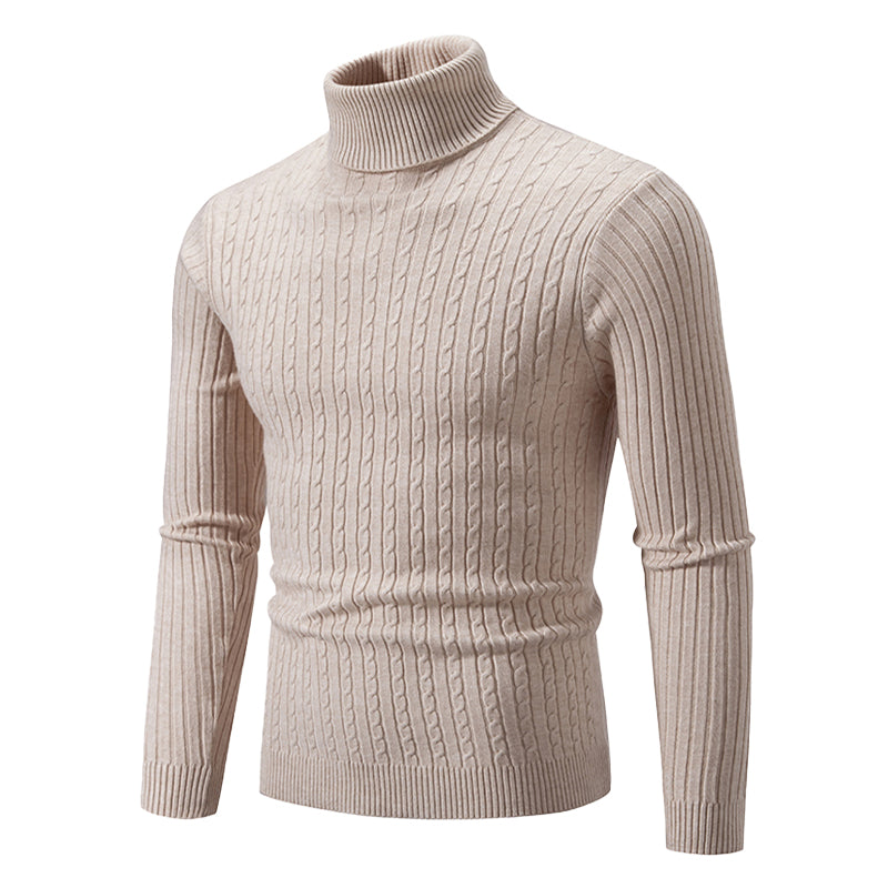 Coltrui met Kabelpatroon - Geribbelde Col - Tijdloze Elegantie - Gestructureerde Mouwen - Dames Trui
