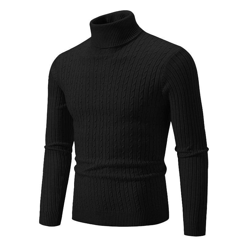 Coltrui met Kabelpatroon - Geribbelde Col - Tijdloze Elegantie - Gestructureerde Mouwen - Dames Trui
