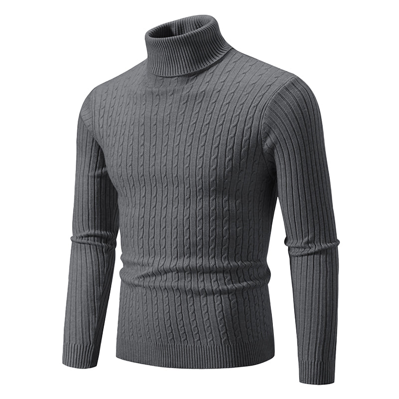 Coltrui met Kabelpatroon - Geribbelde Col - Tijdloze Elegantie - Gestructureerde Mouwen - Dames Trui