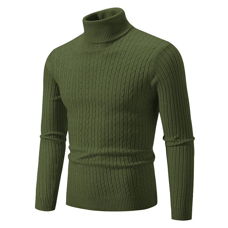 Coltrui met Kabelpatroon - Geribbelde Col - Tijdloze Elegantie - Gestructureerde Mouwen - Dames Trui