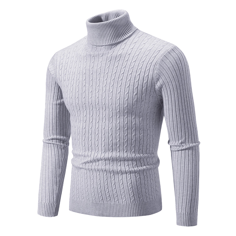 Coltrui met Kabelpatroon - Geribbelde Col - Tijdloze Elegantie - Gestructureerde Mouwen - Dames Trui