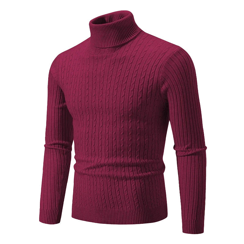 Coltrui met Kabelpatroon - Geribbelde Col - Tijdloze Elegantie - Gestructureerde Mouwen - Dames Trui