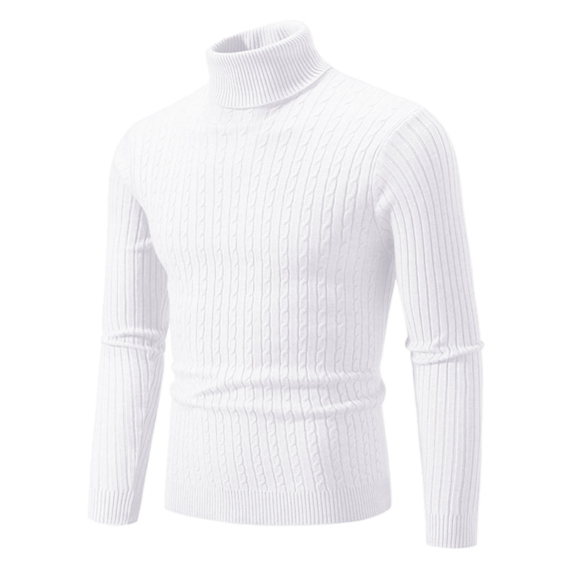 Coltrui met Kabelpatroon - Geribbelde Col - Tijdloze Elegantie - Gestructureerde Mouwen - Dames Trui