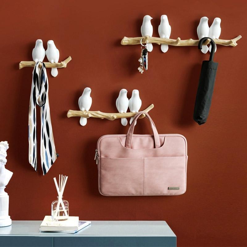 Decoratieve Wandhaak met Vogelontwerp - Harskunst voor Hal, Slaapkamer en Badkamer - Stijlvolle Opbergoplossing met Natuurlijke Charme