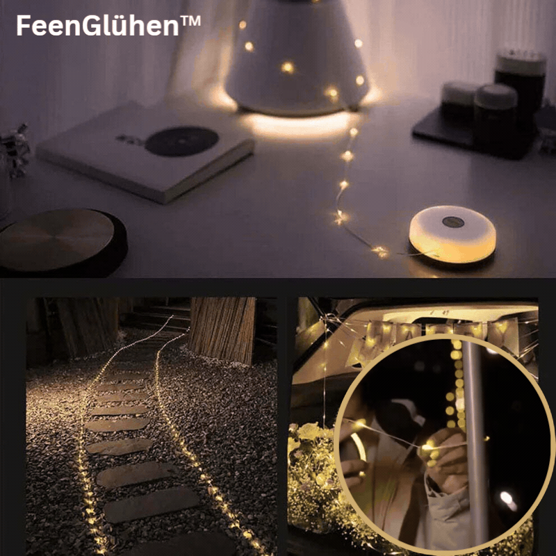 Oplaadbare LED-lichtsnoer 10 meter 100 lampjes IP65 waterdicht 8 modi USB tuin camping feestverlichting