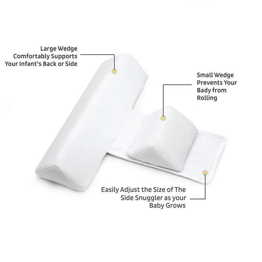 Baby Zijslaap Positiekussen - Driehoekig Antirol Kussen met Verstelbare Breedte - Zacht Memory Foam - Ademend & Wasbaar - Voor Pasgeborenen tot 12 Maanden