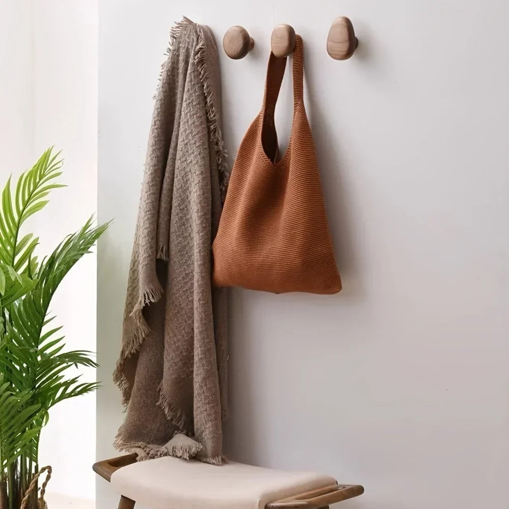 Wandkapstok Hout Set van 4 Natuurlijke Vormen Hal Badkamer Slaapkamer Handgemaakt Massief Hout Organisch