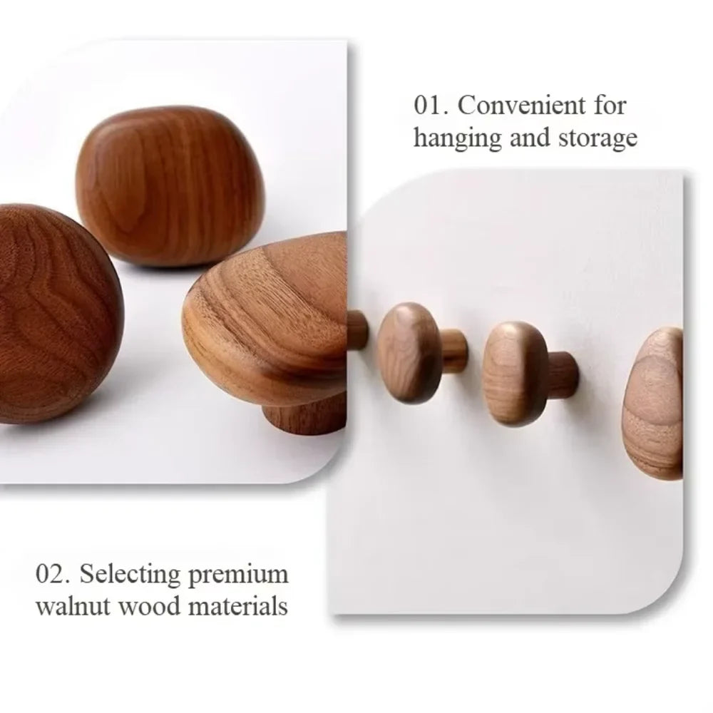 Wandkapstok Hout Set van 4 Natuurlijke Vormen Hal Badkamer Slaapkamer Handgemaakt Massief Hout Organisch