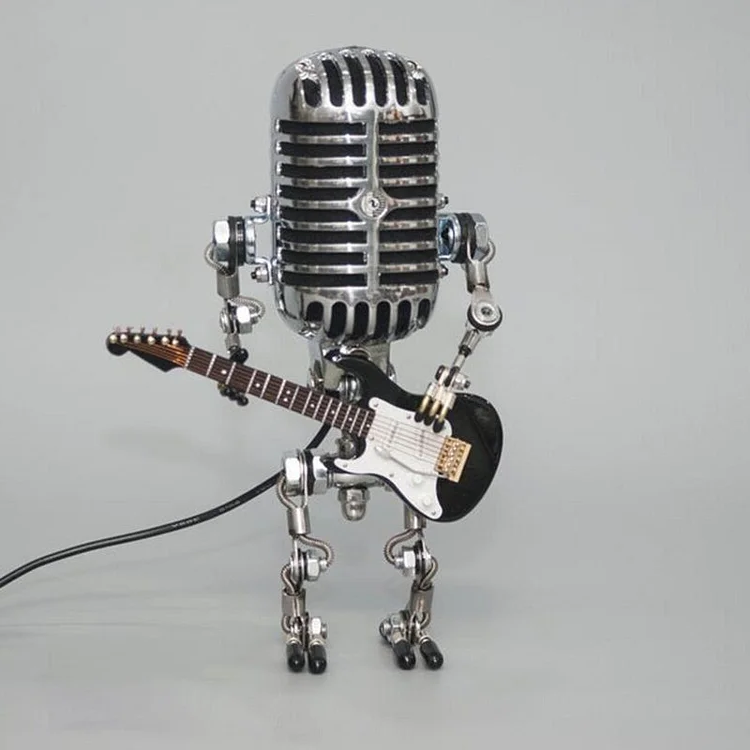Robotlamp met Microfoon en Gitaar Metaal Vintage Tafellamp Zwart Wit Rood Geel Verstelbaar Muzikant Design