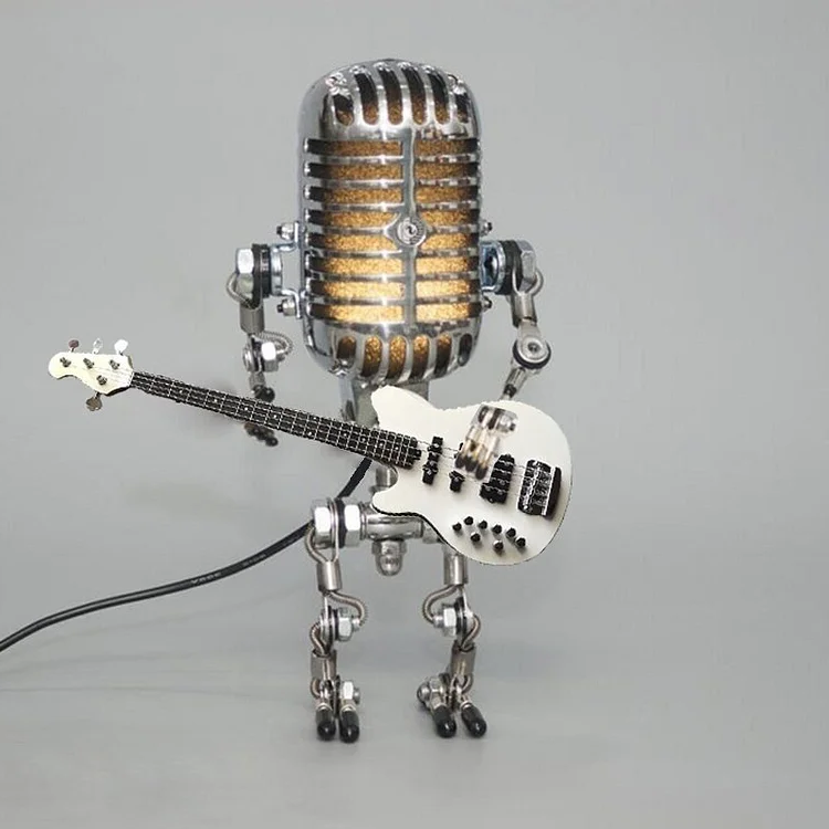 Robotlamp met Microfoon en Gitaar Metaal Vintage Tafellamp Zwart Wit Rood Geel Verstelbaar Muzikant Design