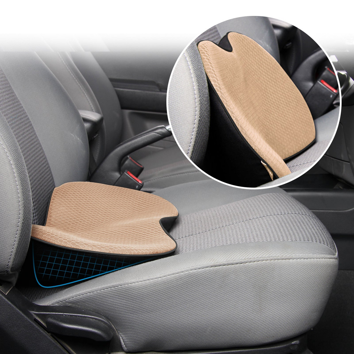 Ergonomische Zitverhoger voor Auto met Memory Foam voor Optimaal Rijcomfort Ondersteuning en Verbeterd Zicht