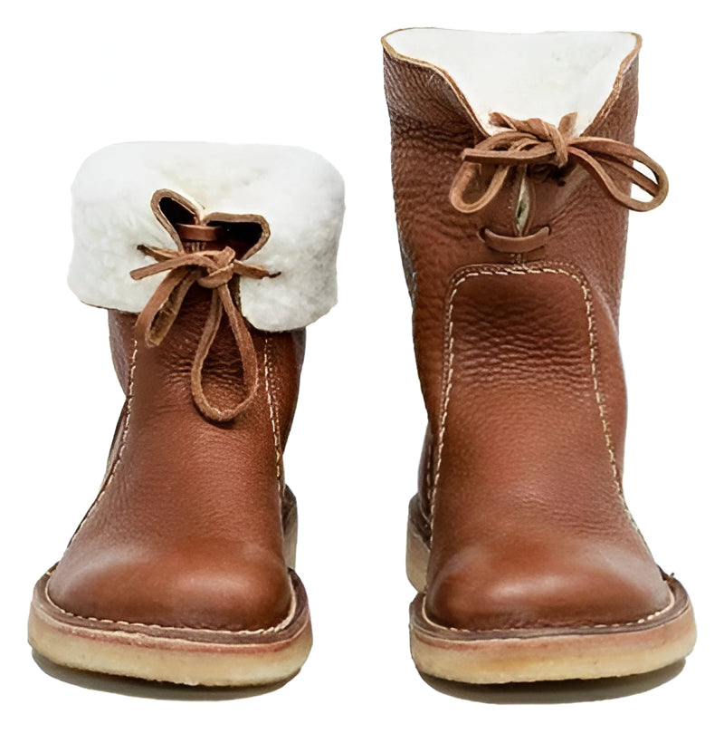 Wolvoering Leren Laarzen Waterafstotend Dames Winter Schoenen Verstelbare Kraag Omvouwbaar Warm Comfortabel