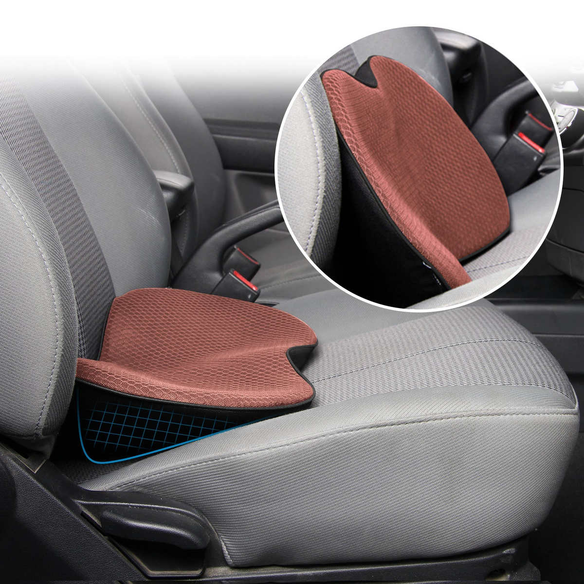 Ergonomische Zitverhoger voor Auto met Memory Foam voor Optimaal Rijcomfort Ondersteuning en Verbeterd Zicht