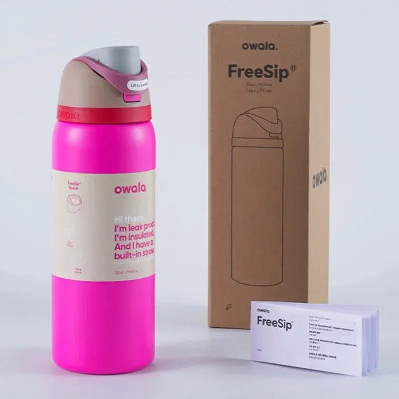 RVS Drinkfles 710ml met Geïntegreerd Rietje Handvat Dubbelwandige Isolatie 24u Koud BPA-Vrij Sport Reizen