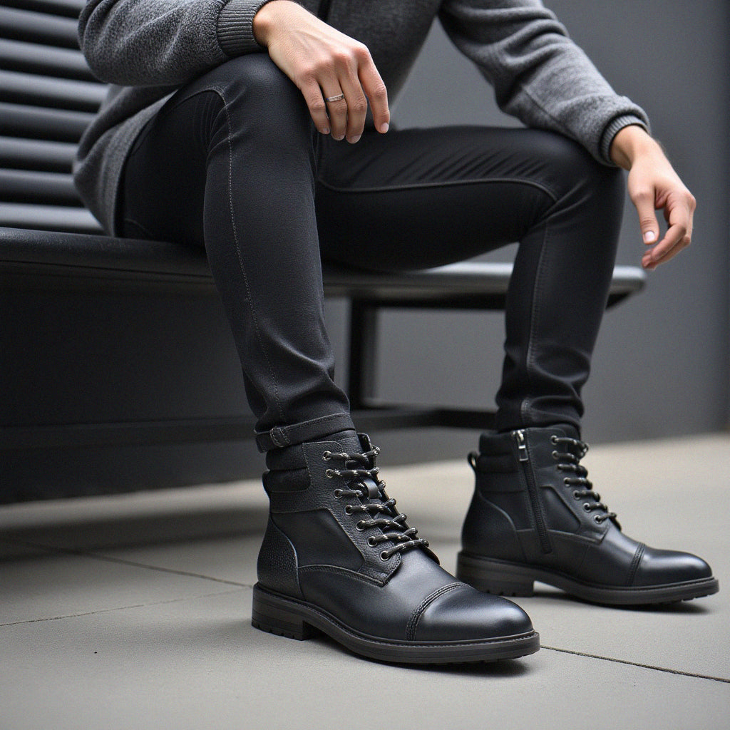Leren Heren Boots Zwart Bruin Waterdicht met Verstevigde Zool Comfortabel voor Dagelijks Werk Wandelen