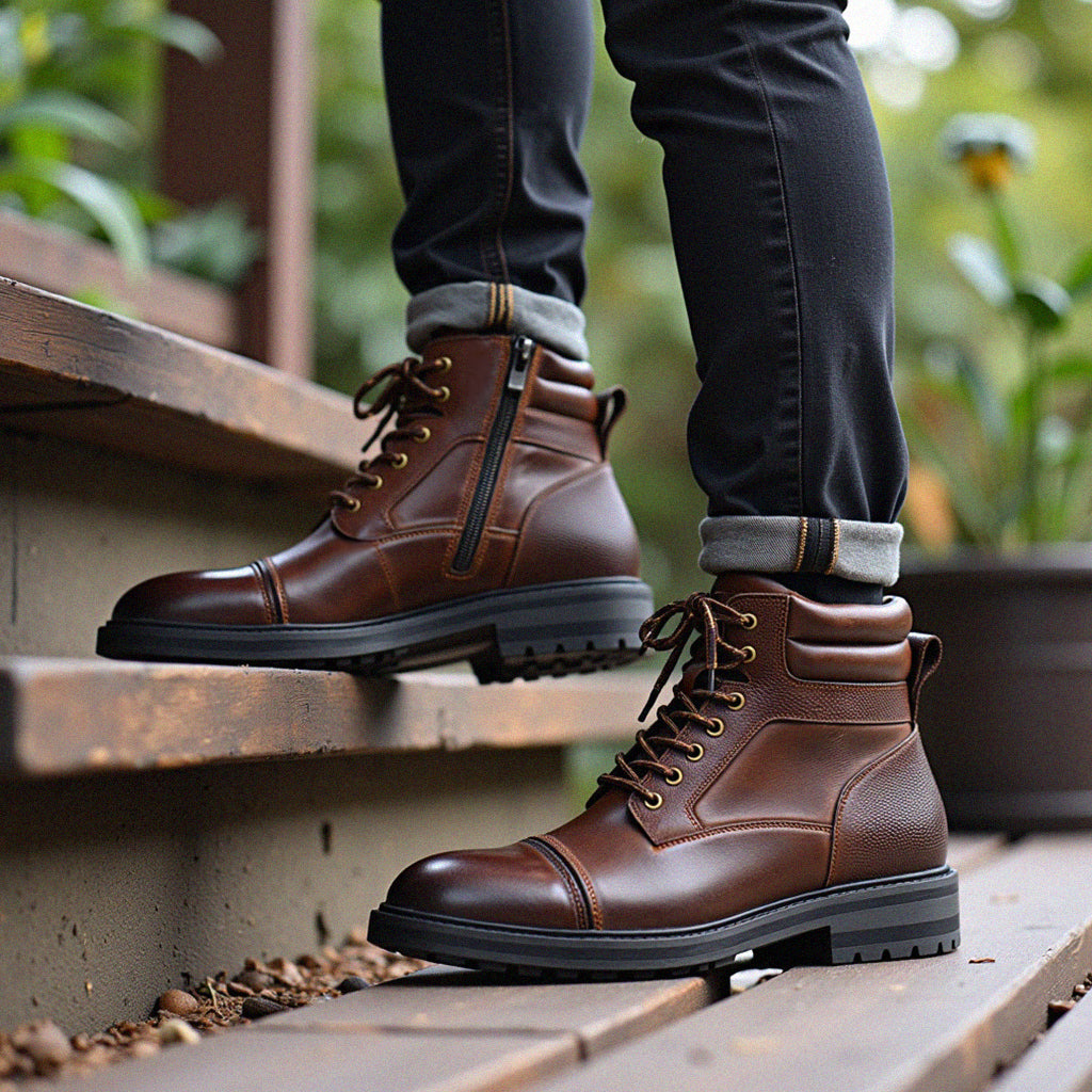Leren Heren Boots Zwart Bruin Waterdicht met Verstevigde Zool Comfortabel voor Dagelijks Werk Wandelen
