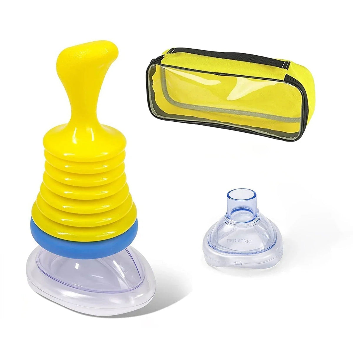 Luchtweghelper Set met 3 Maskers en Draagtas voor Kinderen Volwassenen Noodhulp Ademhalingsondersteuning