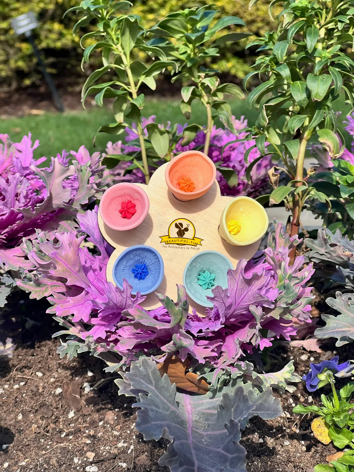 Voederstation voor Bijen en Vlinders - Set van 5 Drinkbekers - Tuinwaterbron voor Bestuivers - Helpt Bijen Hydrateren - Milieuvriendelijk Materiaal - Ideaal voor Bijvriendelijke Tuin