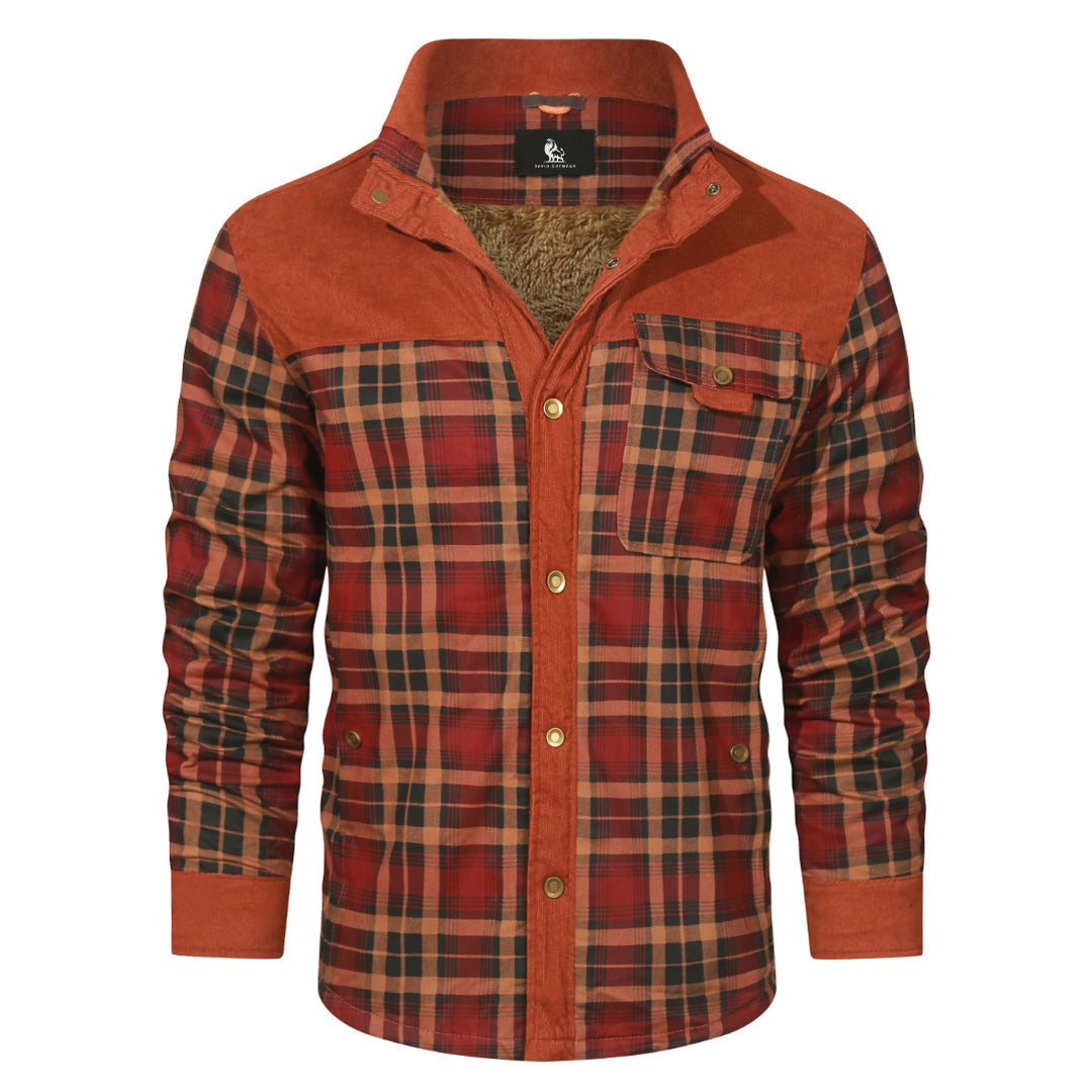 Geruite Overshirt Jas voor Heren Dubbellaags Houthakkershemd Tussenjas Katoenmix Casual Buitenkleding Rood
