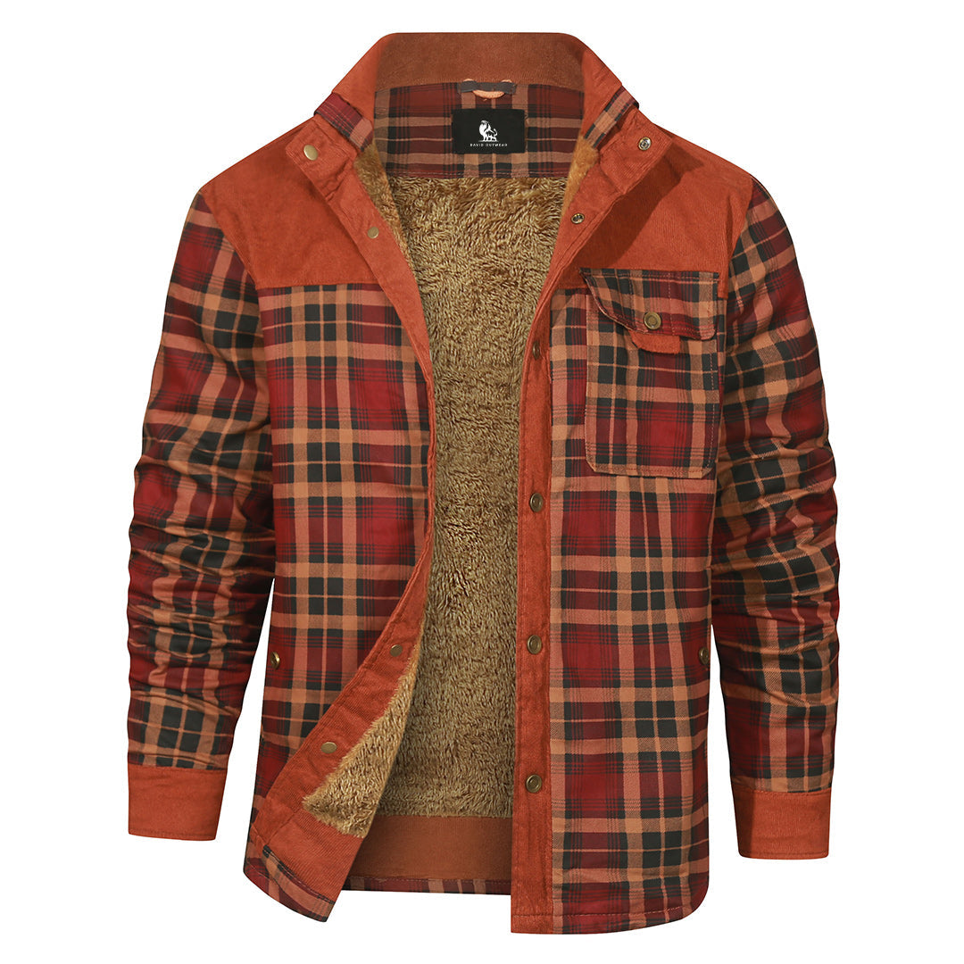 Geruite Overshirt Jas voor Heren Dubbellaags Houthakkershemd Tussenjas Katoenmix Casual Buitenkleding Rood