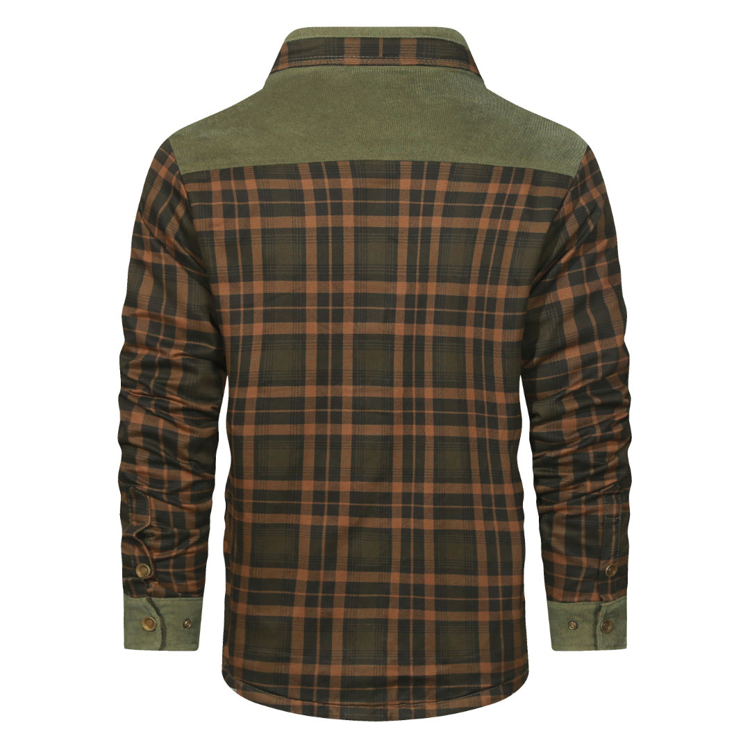 Geruit Overshirt Heren Boswoud Groen Katoen Polyester Tussenjas Voorjaar Herfst Winter Outdoor Casual Stijl