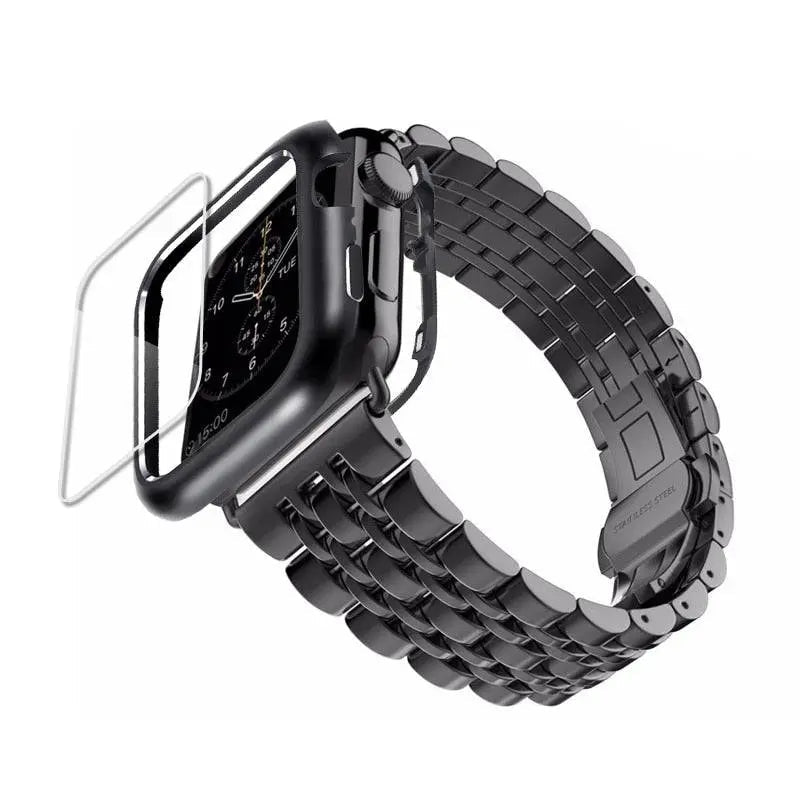 Smartwatch Armband met Hoesje Roestvrij Staal 44mm 42mm 40mm 38mm Display Bescherming Polsband Accessoire