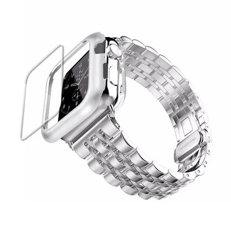 Smartwatch Armband met Hoesje Roestvrij Staal 44mm 42mm 40mm 38mm Display Bescherming Polsband Accessoire