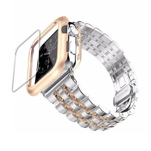 Smartwatch Armband met Hoesje Roestvrij Staal 44mm 42mm 40mm 38mm Display Bescherming Polsband Accessoire