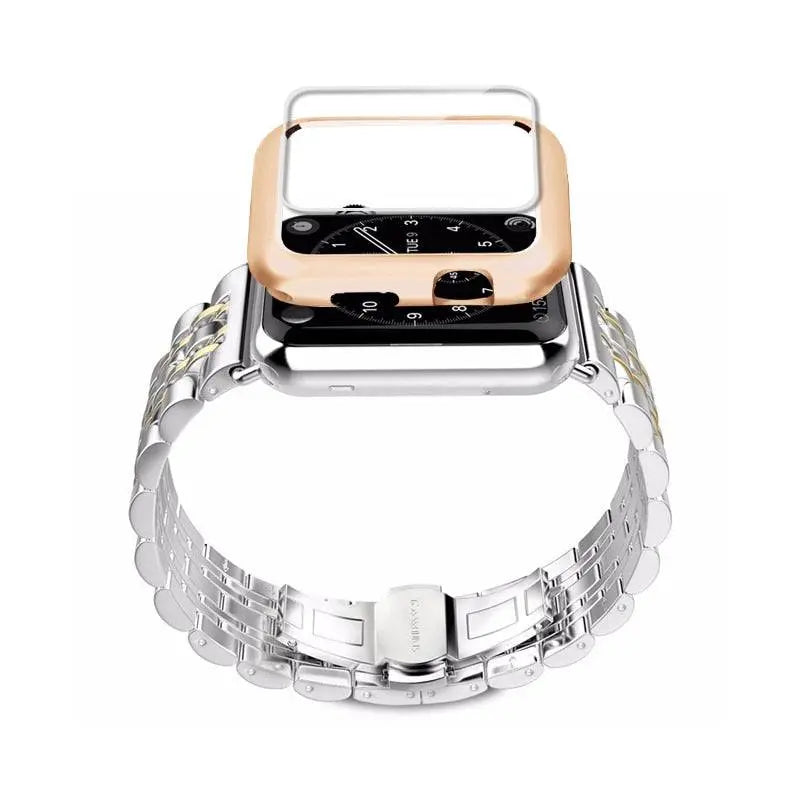 Smartwatch Armband met Hoesje Roestvrij Staal 44mm 42mm 40mm 38mm Display Bescherming Polsband Accessoire