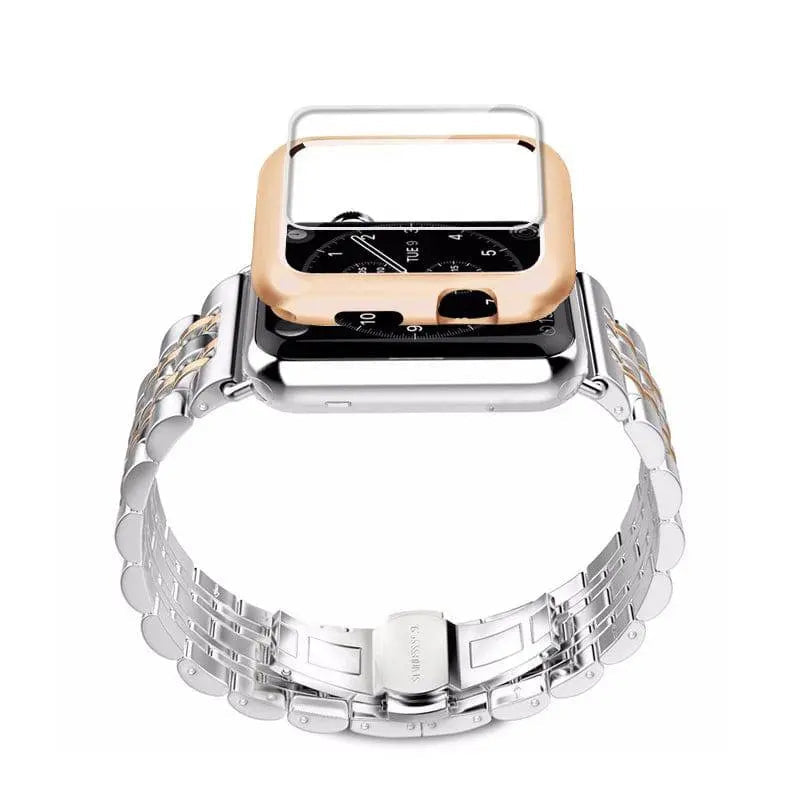 Smartwatch Armband met Hoesje Roestvrij Staal 44mm 42mm 40mm 38mm Display Bescherming Polsband Accessoire
