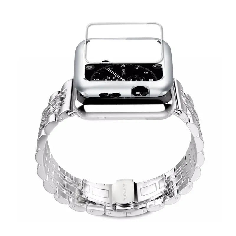 Smartwatch Armband met Hoesje Roestvrij Staal 44mm 42mm 40mm 38mm Display Bescherming Polsband Accessoire